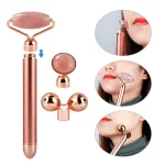 Masajeador Facial Cuarzo Rosa Rodillo Vibrador 3 En 1 - Imagen 2