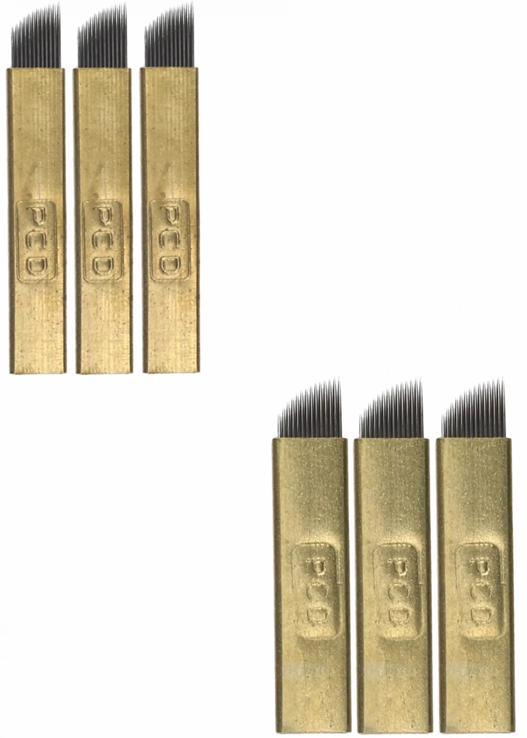 AGUJAS_U_&_C-10 5 Agujas para microblading angulares metálicas - Imagen 1