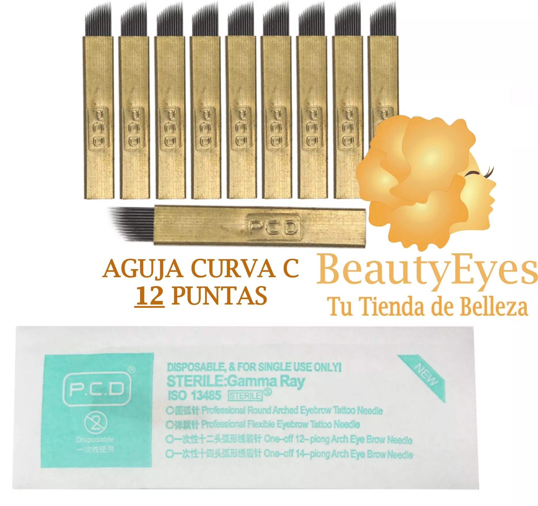 5 Agujas para microblading angulares metálicas - Imagen 2