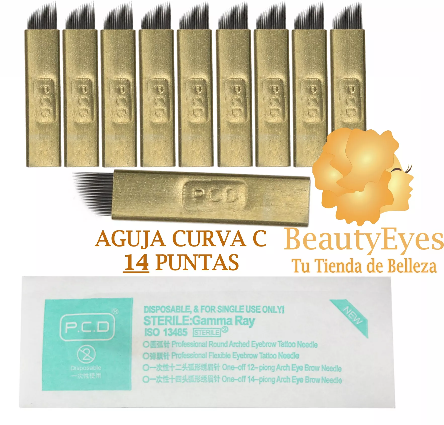 5 Agujas para microblading angulares metálicas - Imagen 3