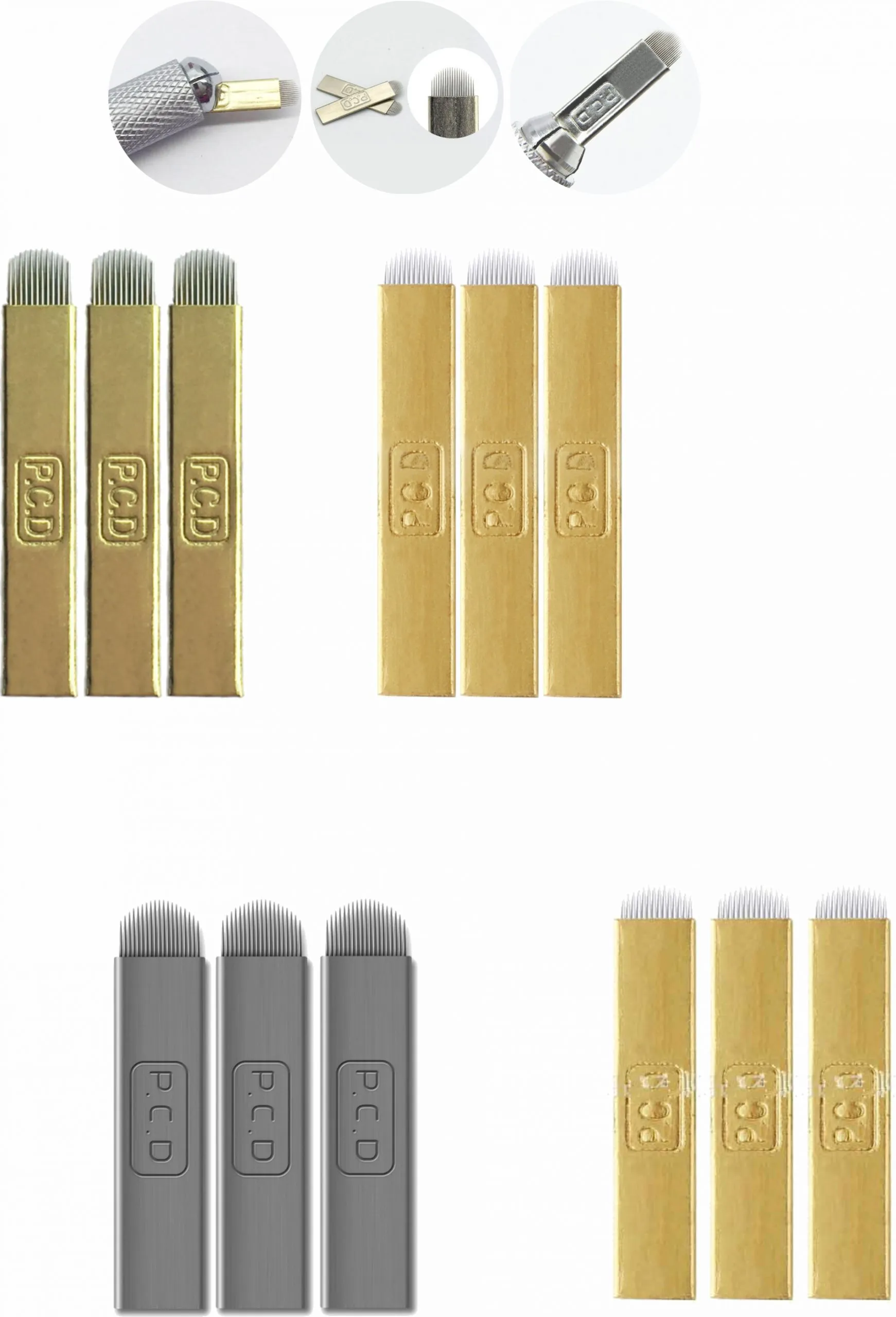 AGUJAS_U_&_C-9 Agujas Microblading Tipo U lengua de gato Metalicas - Imagen 1