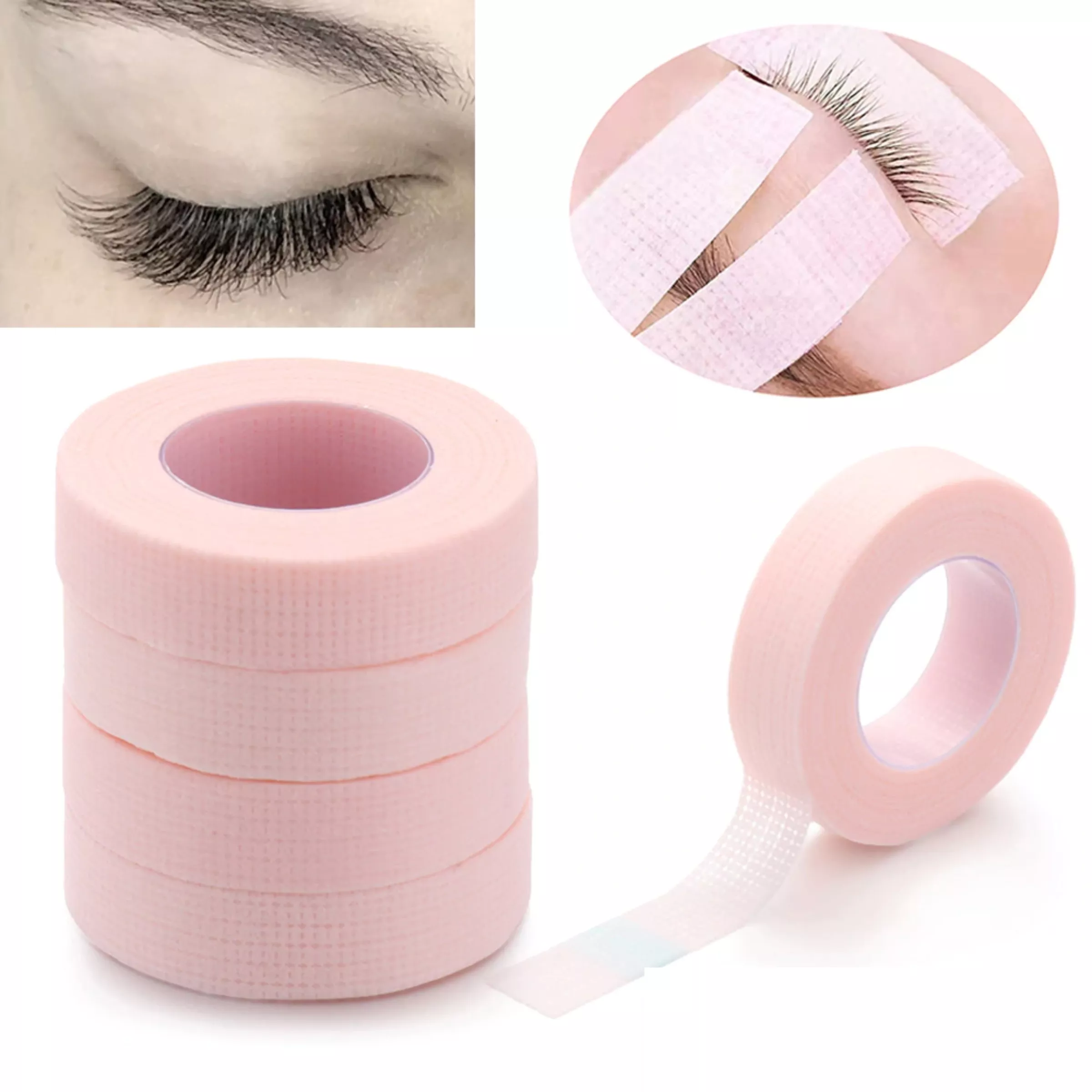 CINTA PLASTICA ROSADA 3 Cinta de color Micropore Extensiones De Pestañas Pelo A Pelo - Imagen 1