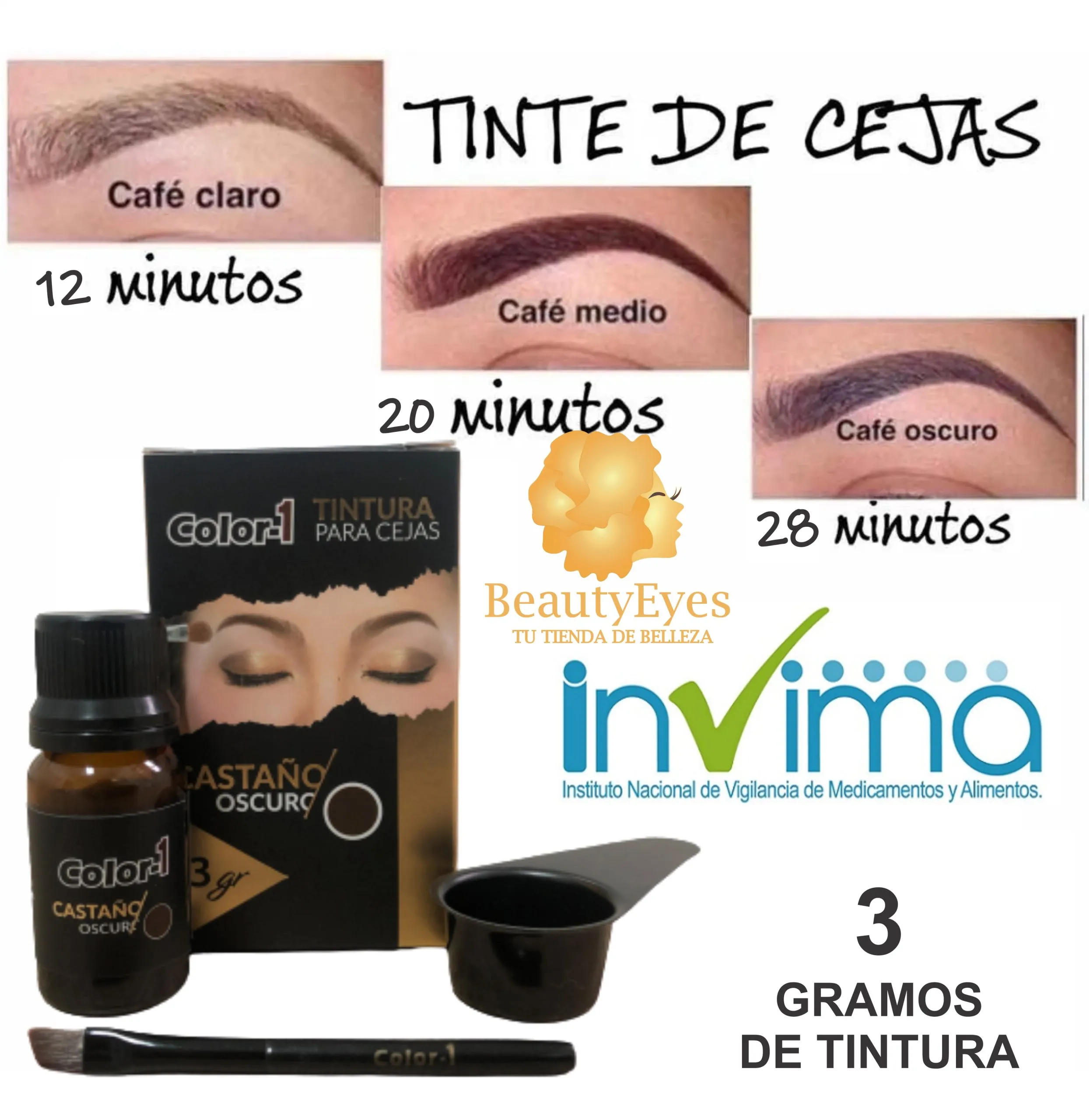 Henna Tinte Cejas Semipermanente color 1 caja 3 gr - Imagen 2