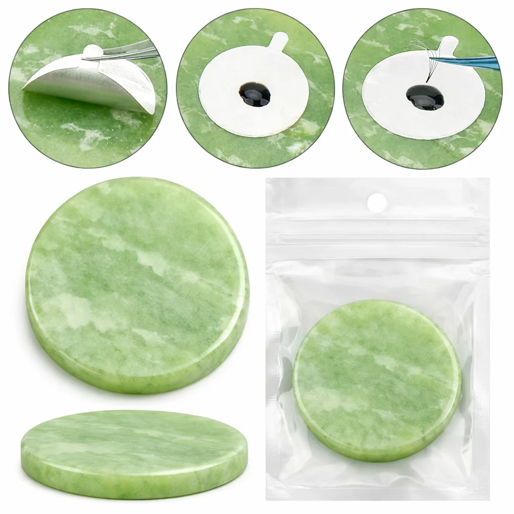 PIEDRA JADE VERDE MANZANA PEGANTE PESTAÑAS UND - Imagen 2