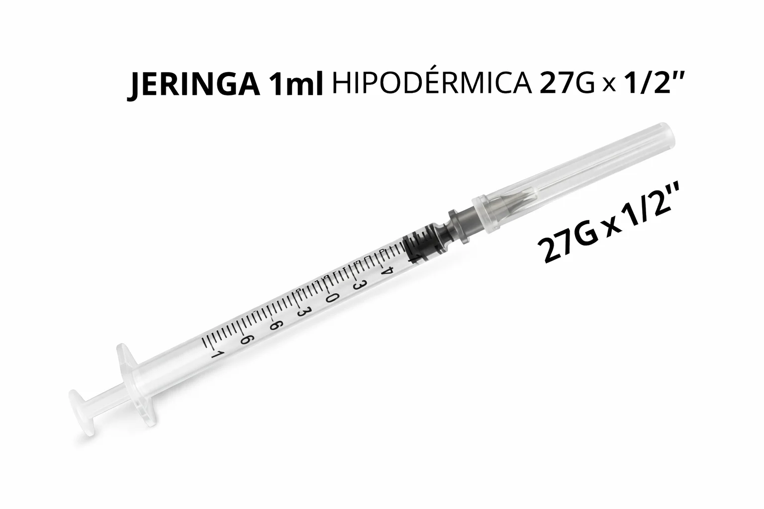 Jeringa 1ml Hipodermica 27gx1/2 Desechable X10und 1 Ml - Imagen 1