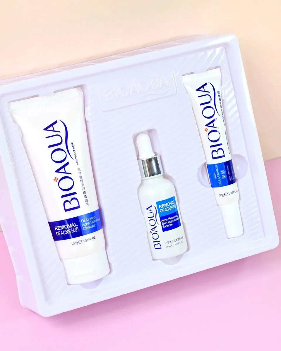 KIT DE LUJO SET DE TRES PIEZAS PARA ELIMINAR Y LIMPIAR EL ACNE BIOAQUA - Imagen 4