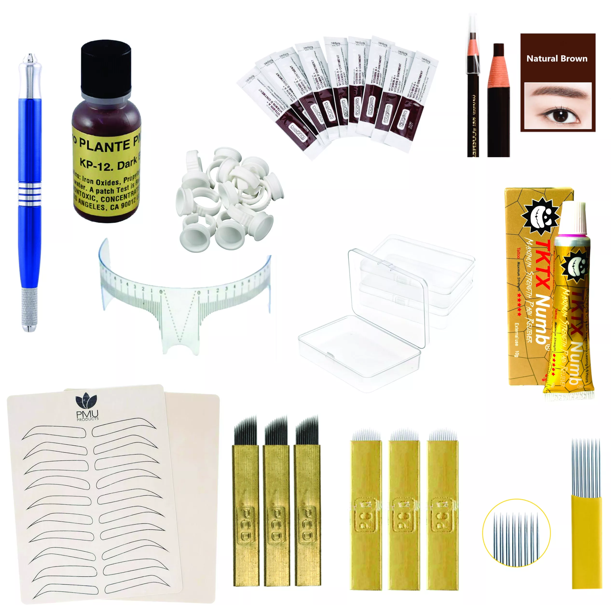 K0040 Kit Microblading pigmento kp + anestesia + agujas - Imagen 1