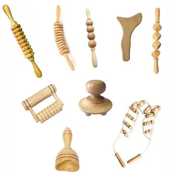 Kit De Maderoterapia 9 Piezas Masajes Reductores Aniceulitis