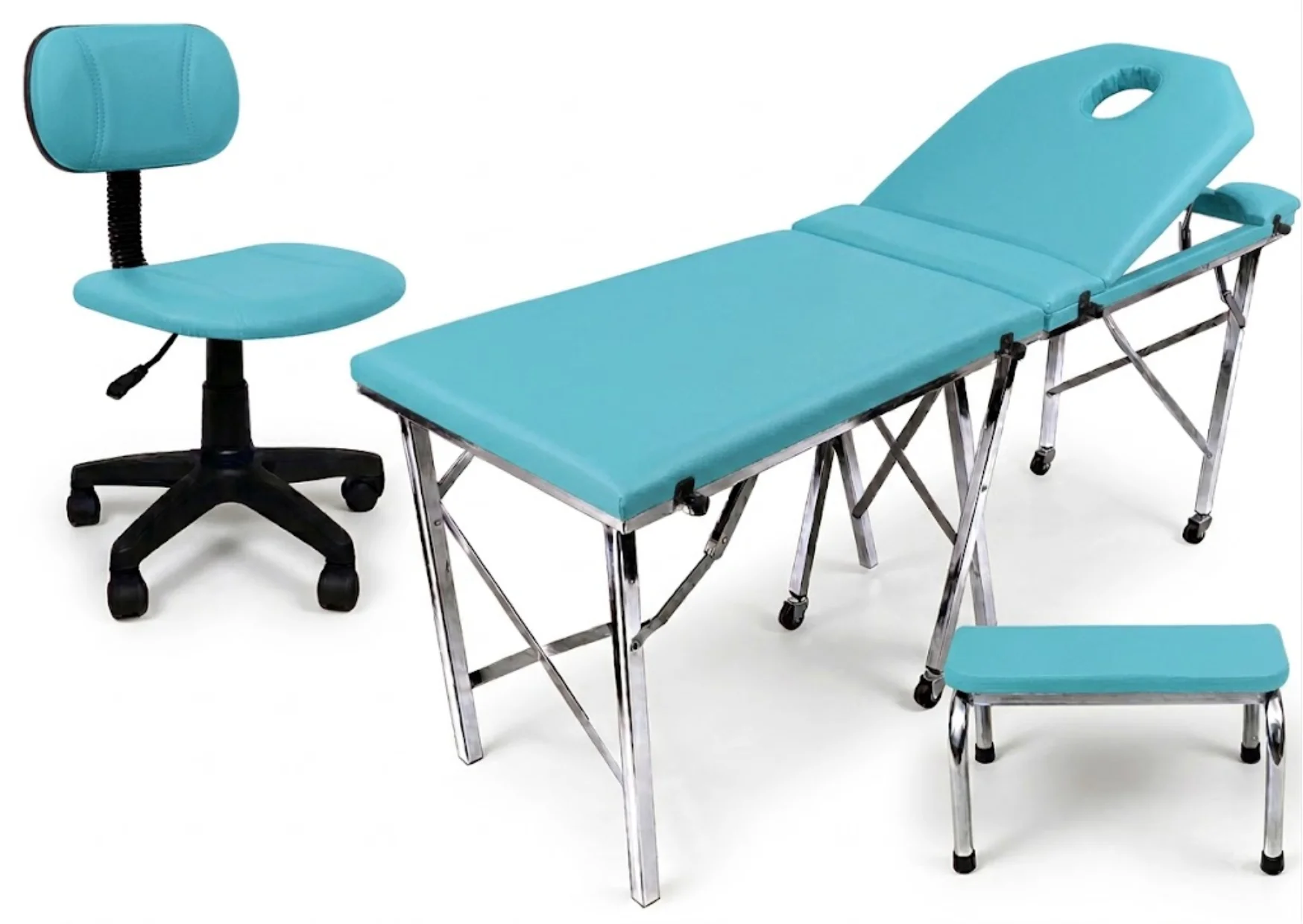 Kit Camilla Portátil, Silla Y Escalón Para Estética - Imagen 1