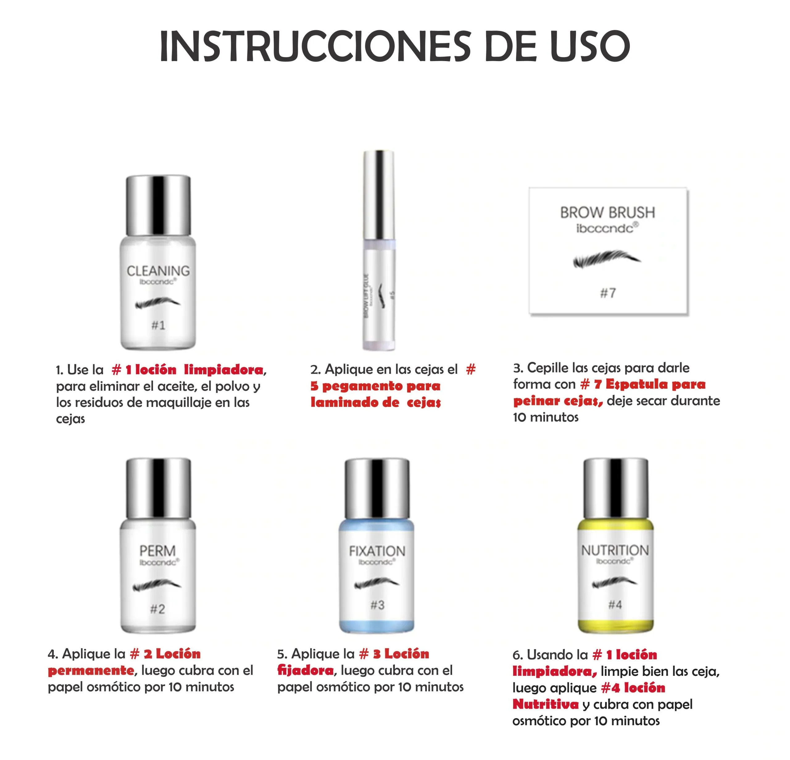 KIT_LAMINADO_IBCCCNDC_7 Kit de Planchado/Laminado de cejas + Henna profesional Perfect Eyebrows - Imagen 5