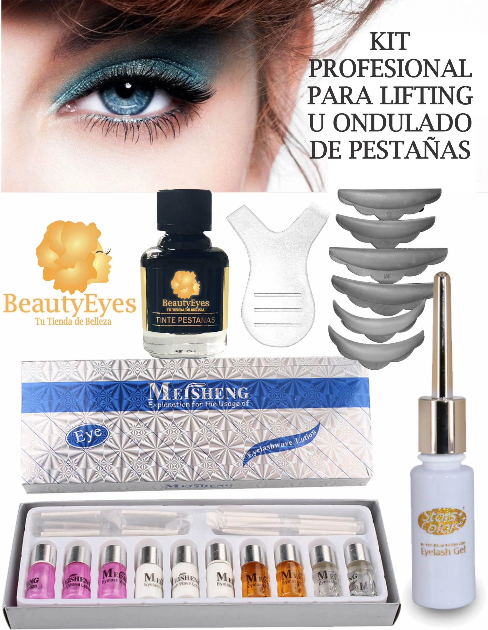 KIT_ONDULADO_MEISHENG+TINTE+PEGANTE+RULOS+ESPATULA_2 Kit Ondulado Lifting + Tinte + Pega + Rulo+ Espatula - Imagen 2