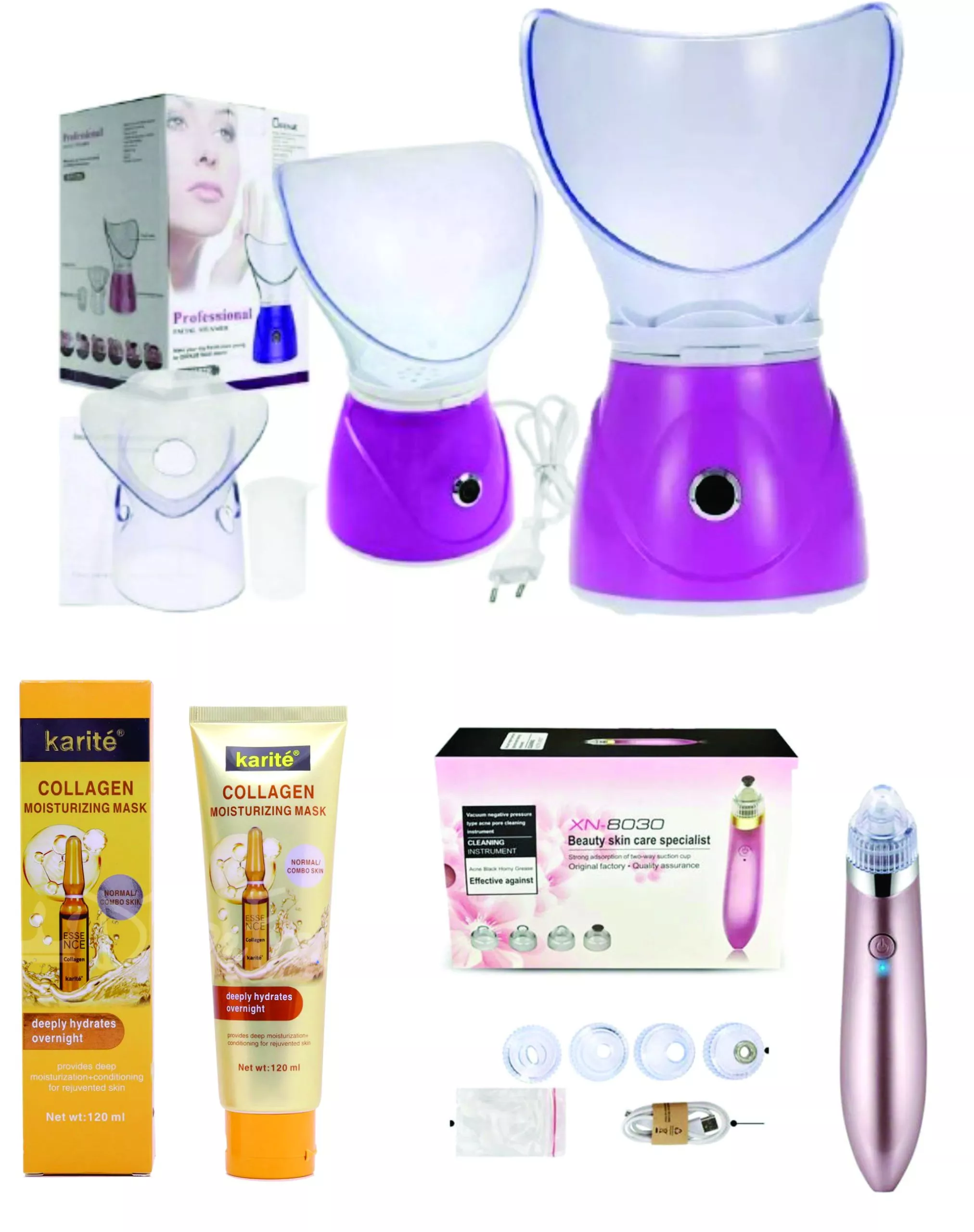 1 Kit facial Vaporizador Sauna + Mascarilla hidratante de Colageno + Extractor de espinillas - Imagen 1
