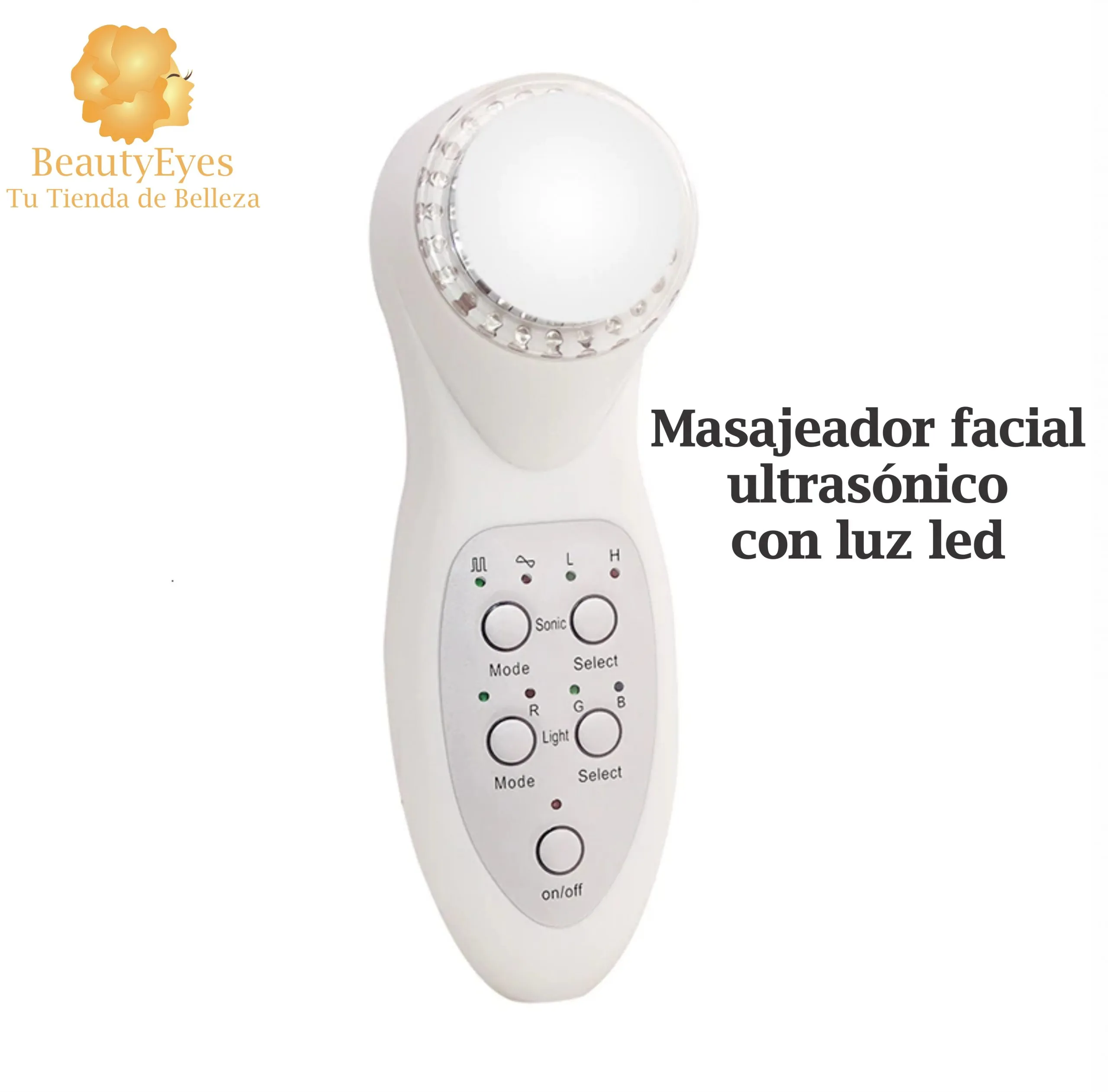 MASAJEADOR_ULTRASONICO_5 Masajeador Facial Ultrasonico Con Luz Led 7 Colores - Imagen 1