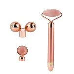 Masajeador Facial Cuarzo Rosa Rodillo Vibrador 3 En 1 - Imagen 3