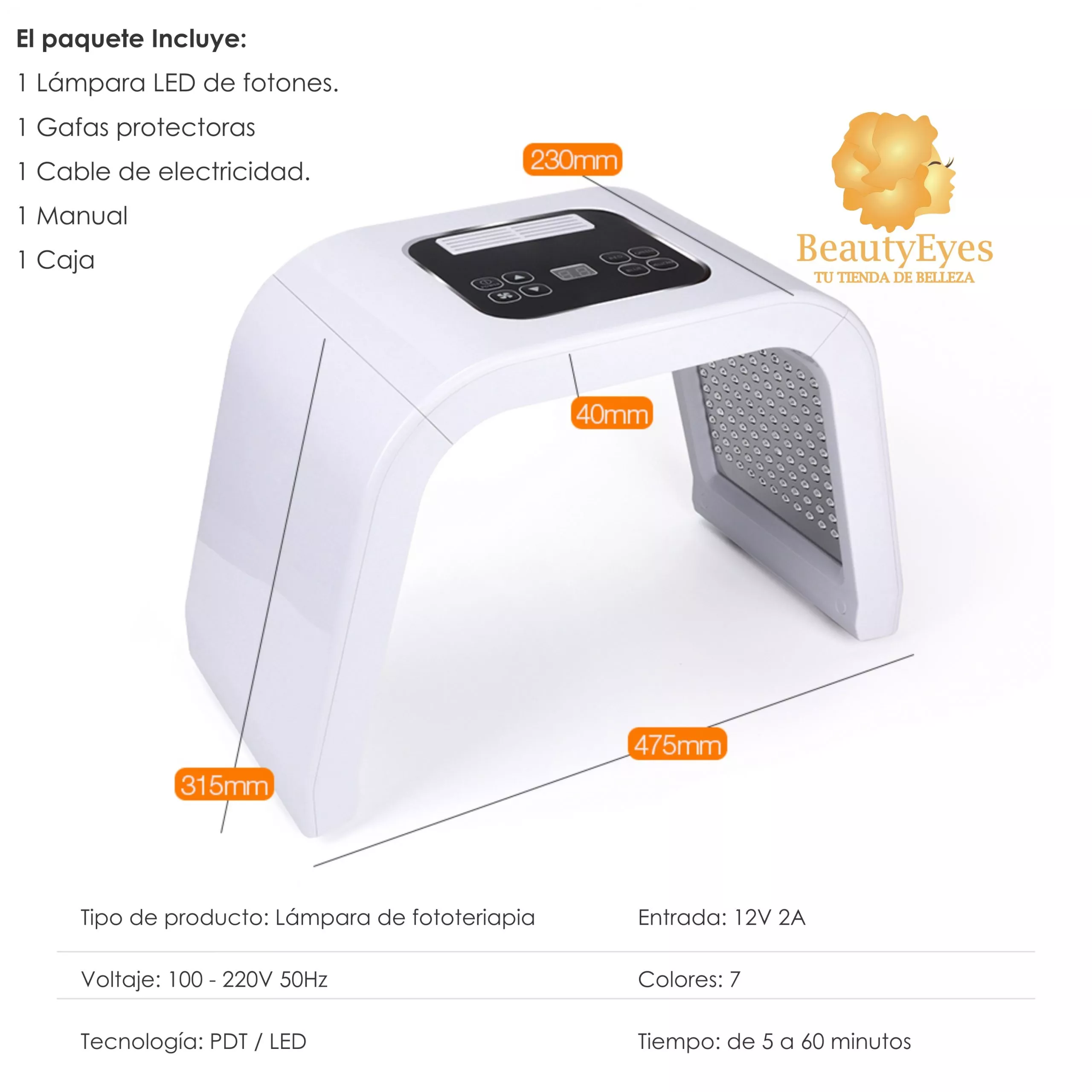 Lampara Led Fotones De 7 Colores Faciales, Bb-glow Antiedad - Imagen 4