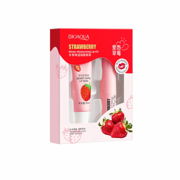 Kit Bálsamo + Mascarilla para Labios Strawberry – BIOAQUA
