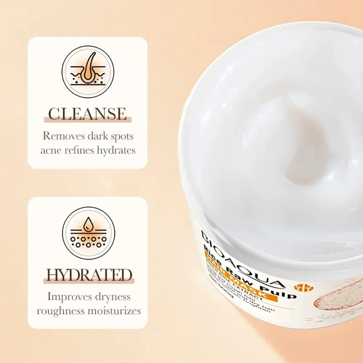 Mascarilla De Arroz 500ml Bioaqua Capilar - Imagen 3