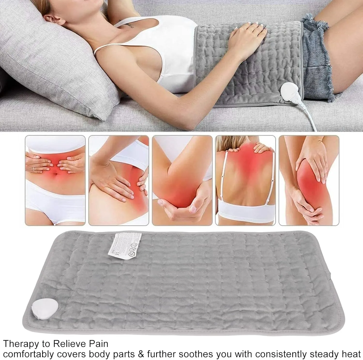 P1987 ALMOHADILLA COJIN TERMOELECTRICA 6 NIVELE 60X30 COLOR GRIS Almohadilla Compresa Termica Electrica Para Aliviar Dolores - Imagen 2