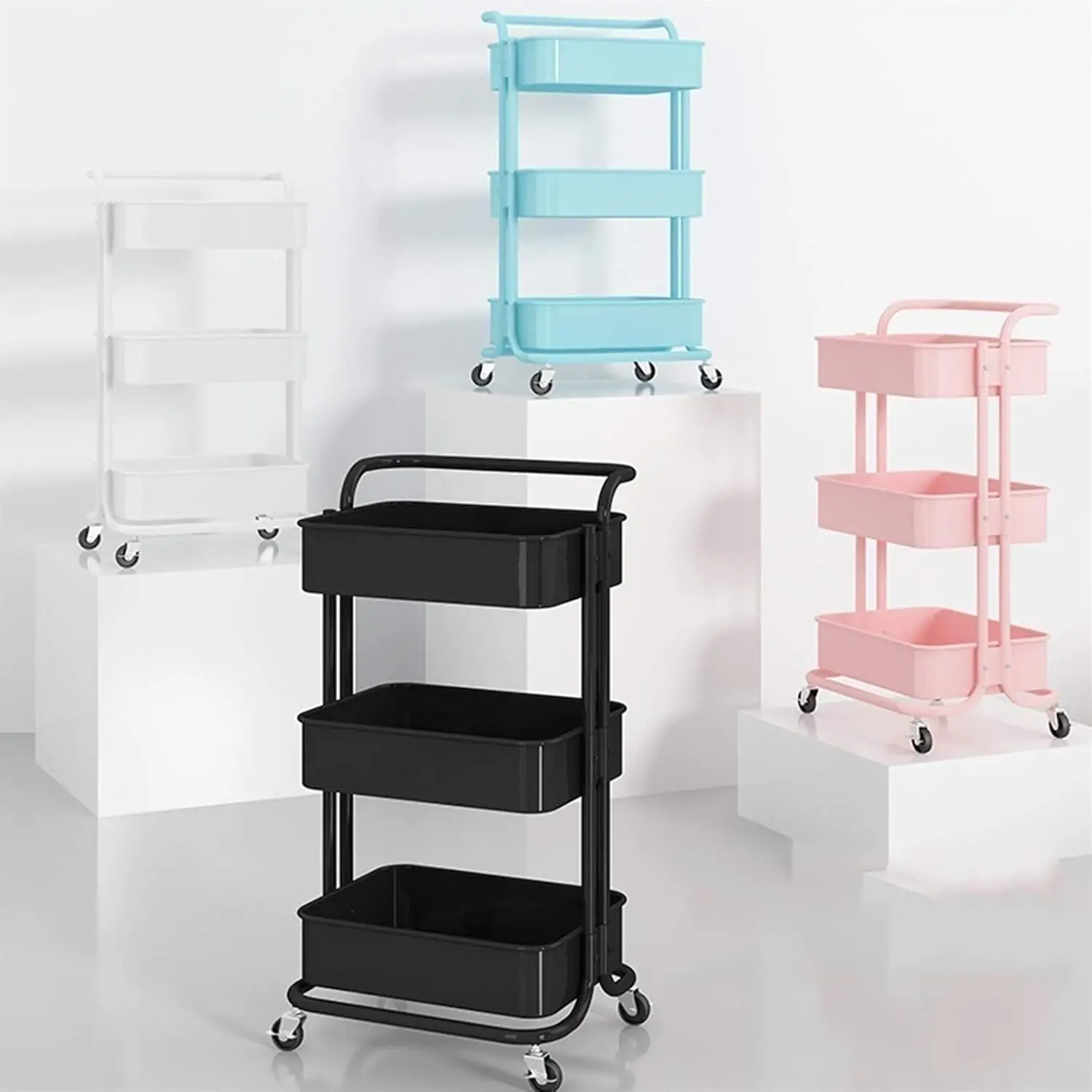 Carro de Metal Organizador de 3 Niveles + Rodachines - Imagen 1