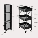 Carrito Organizador De Metal Plegable De 3 Niveles - Imagen 5