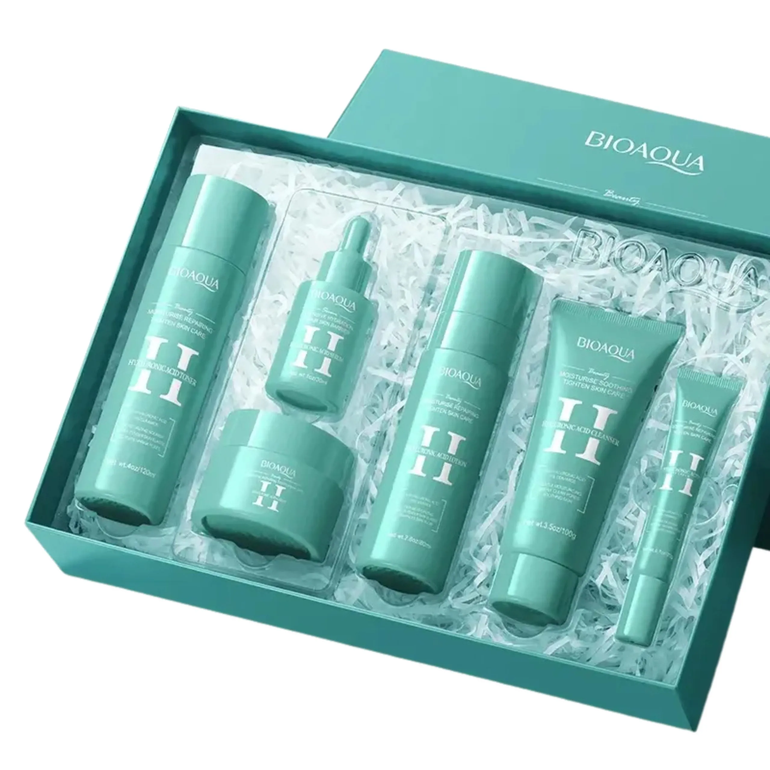 P2400_KIT FACIAL ACID HYALU BQY18878 BIOAQUA 6 PCS CAJ LUJ Kit Facial de Acido Hialuronico Bioaqua - 6 Piezas - Imagen 1