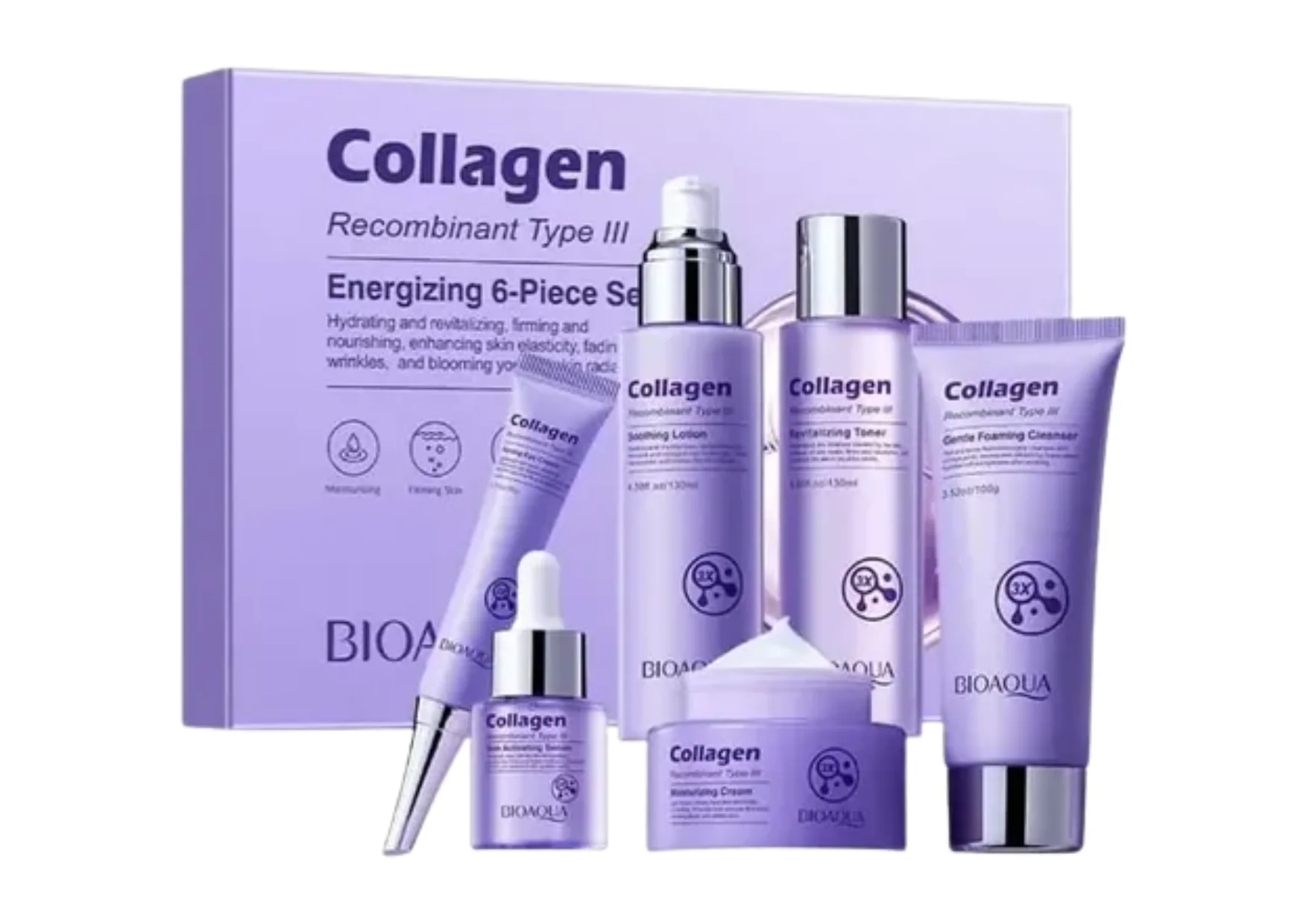 P2401 Kit Facial Bioaqua con Colágeno Recombinante Tipo 3 - 6 piezas - Imagen 1