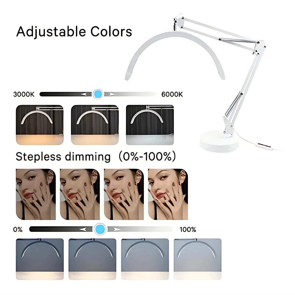 Lampara Fs-16X2 Media Luna Led Con Base - Imagen 2