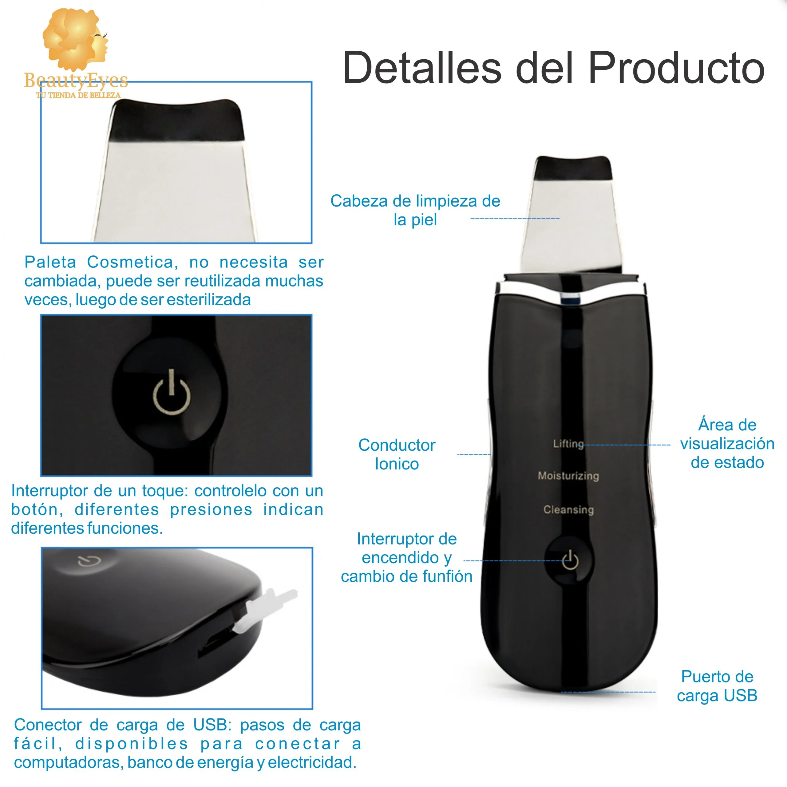 PEELING ULTRASONISO 8 Peeling Ultrasonico Paleta Limpieza - Imagen 5