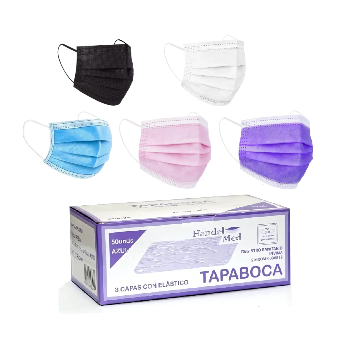 Tapabocas con Elástico – Caja x 50 Unidades - Imagen 1