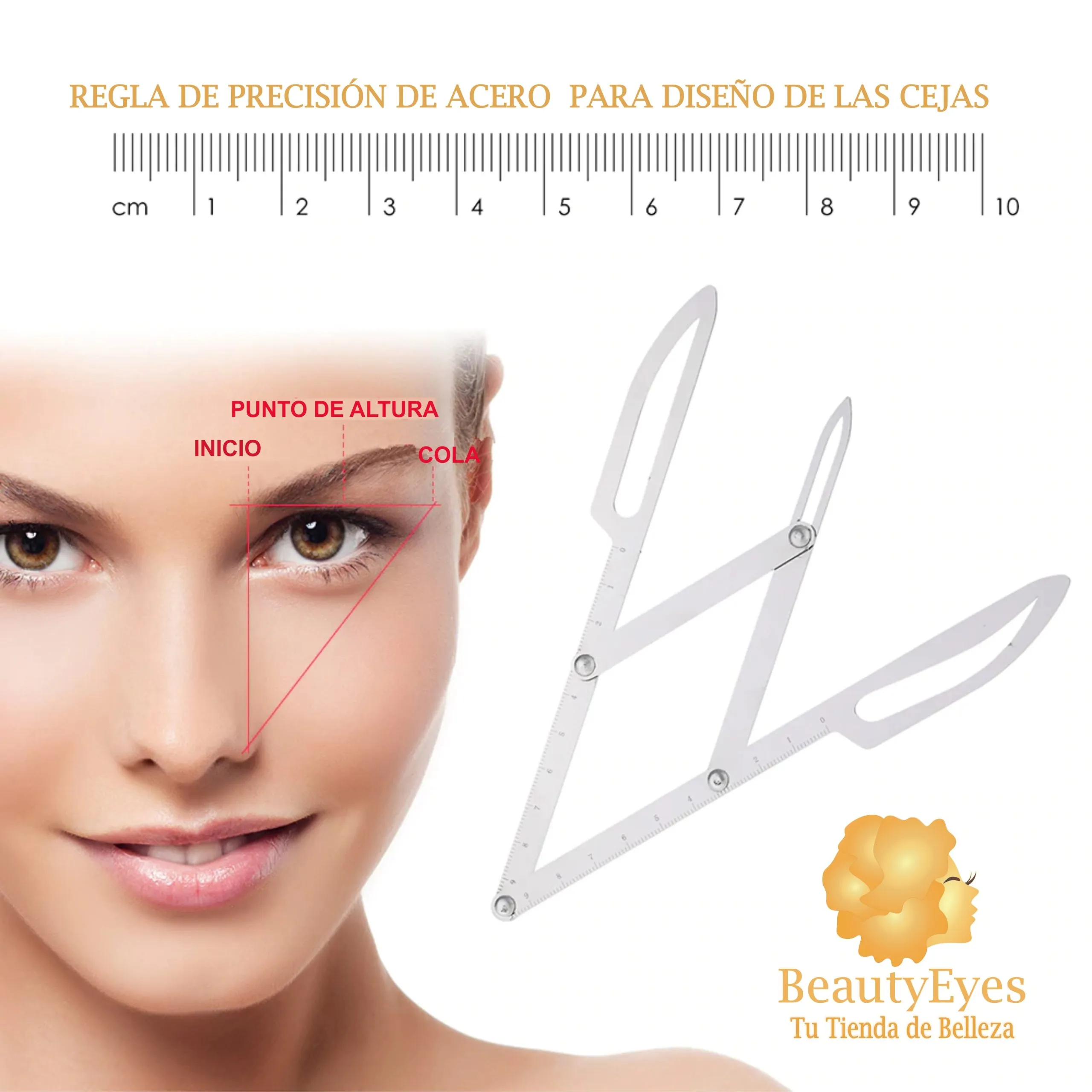 REGLA_CEJAS_ACERO_2 1 Regla Compas de 3 puntos de Acero Inoxidable para Dise?o de Cejas - Imagen 1