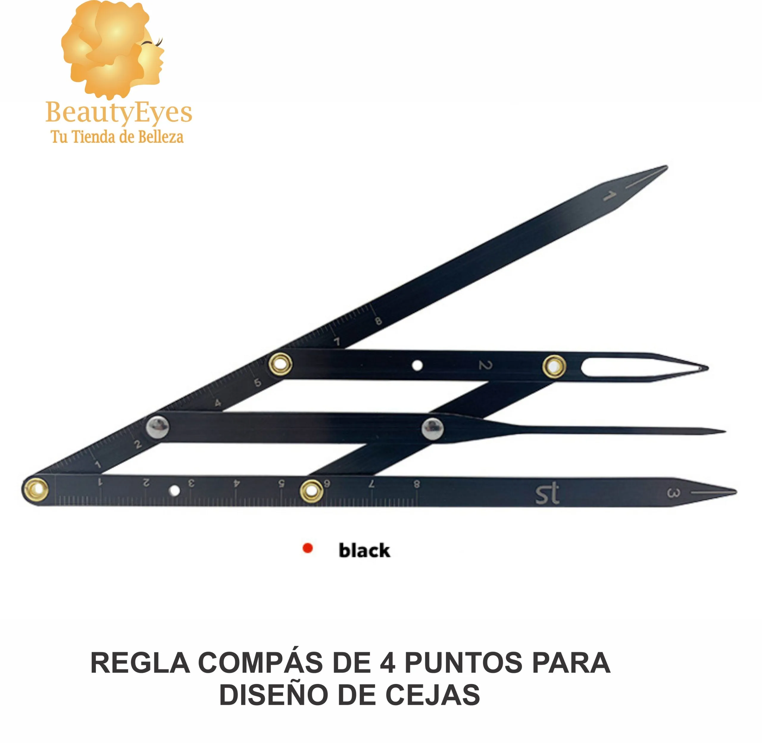 REGLA_COMPAS_4PUNTOS_2 Regla Compas 4 Puntas Microblading dise?o de cejas - Imagen 1