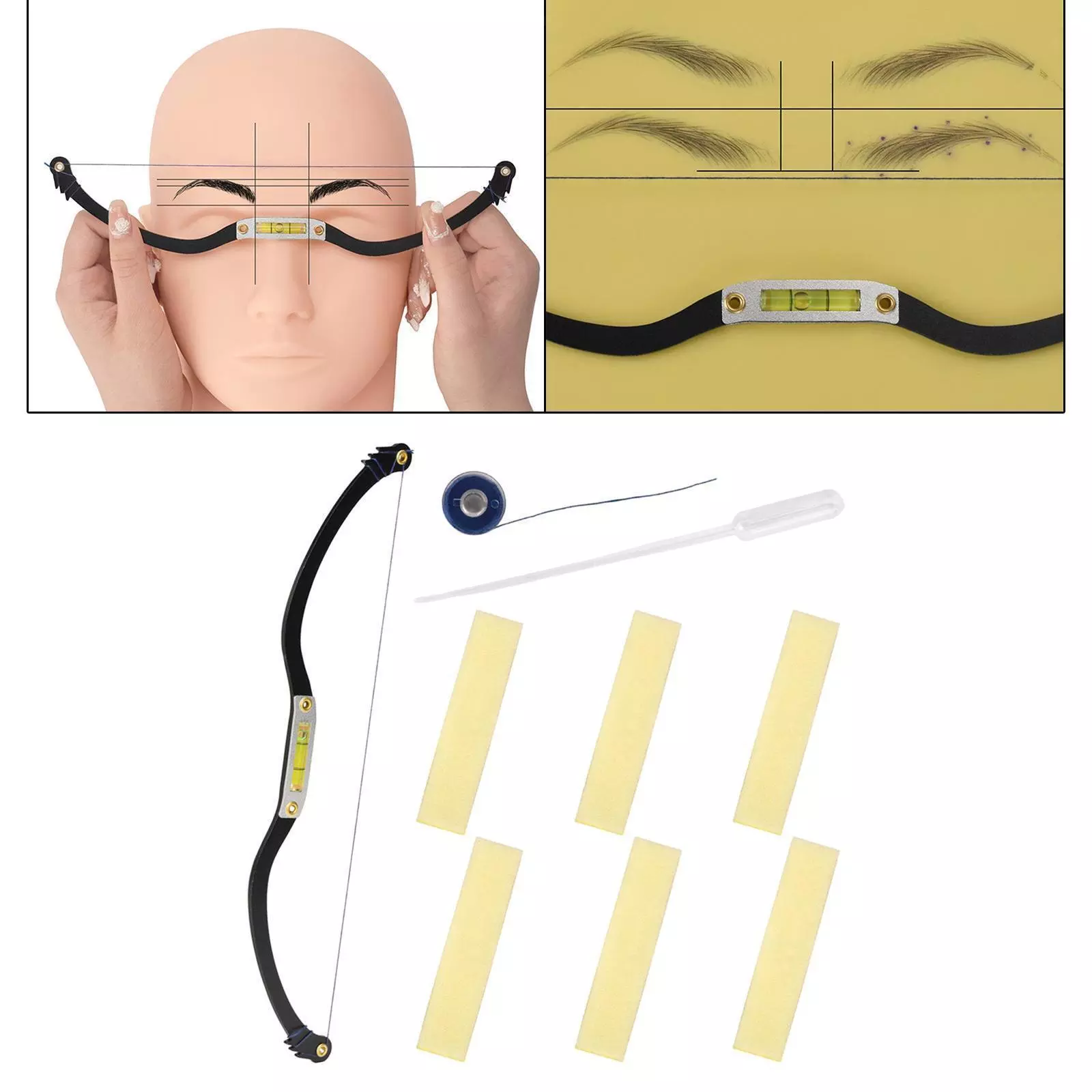 Regla horizantal 6 Regla Arco Lineal Diseño De Cejas Con Nivel - Imagen 5