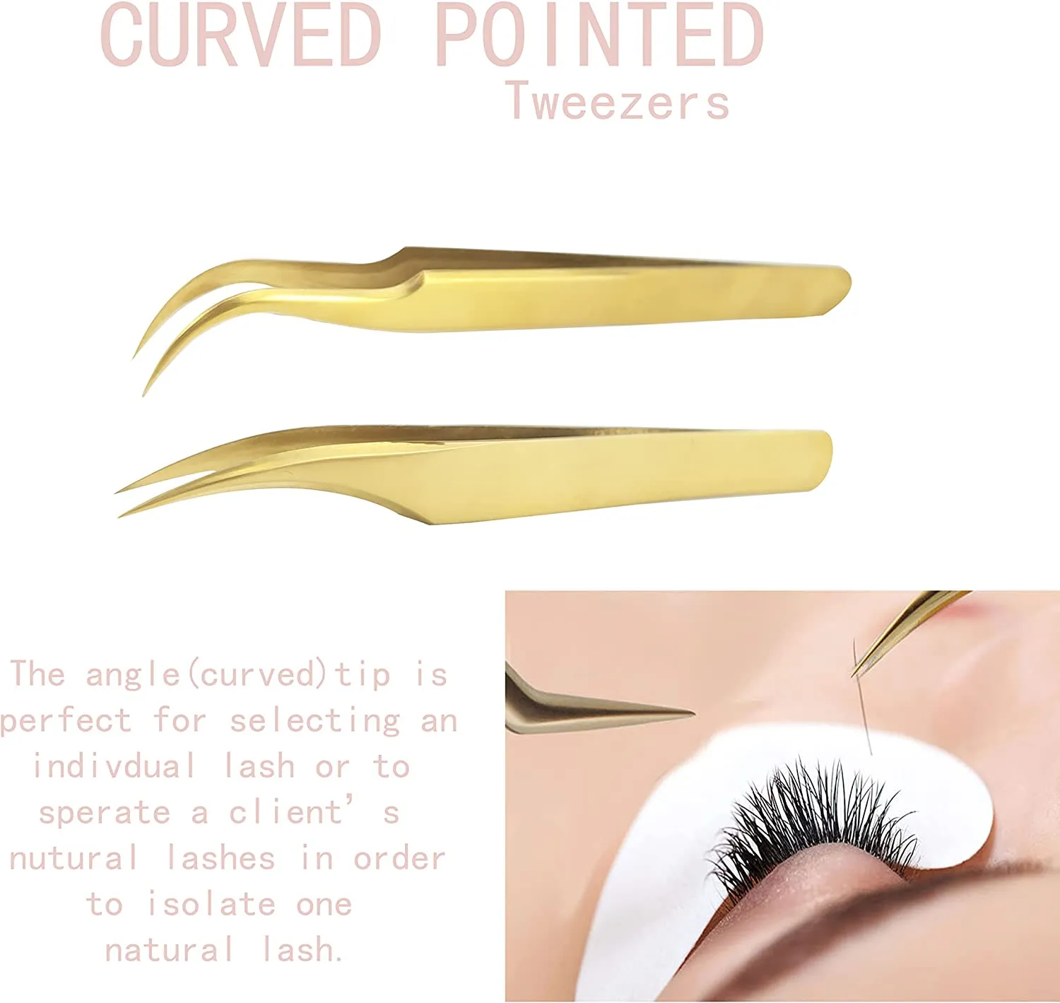 Set 4 pinzas profesionales Doradas gold - Imagen 2