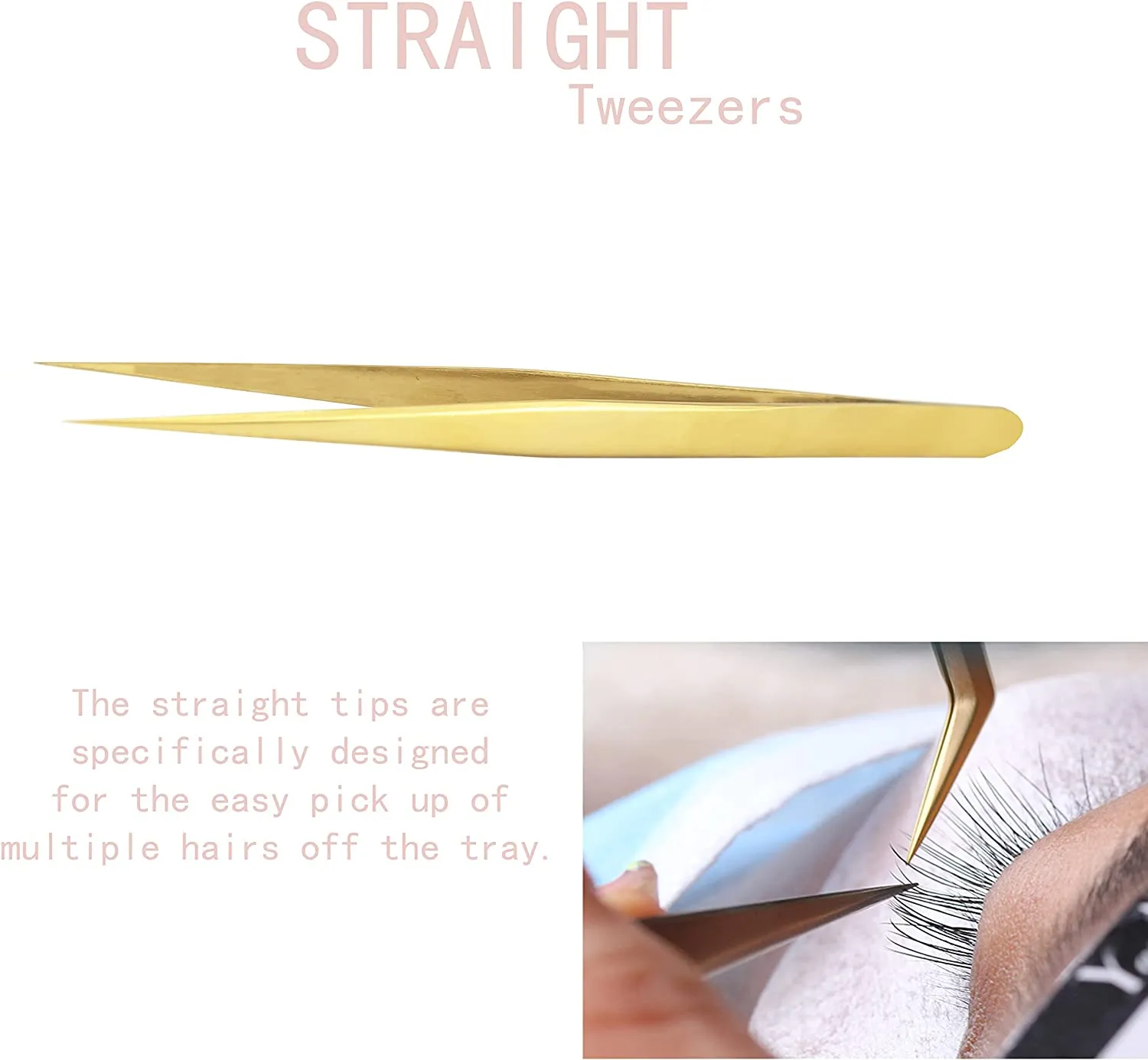 Set 4 pinzas profesionales Doradas gold - Imagen 4