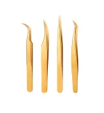 Set 4 pinzas profesionales Doradas gold - Imagen 5