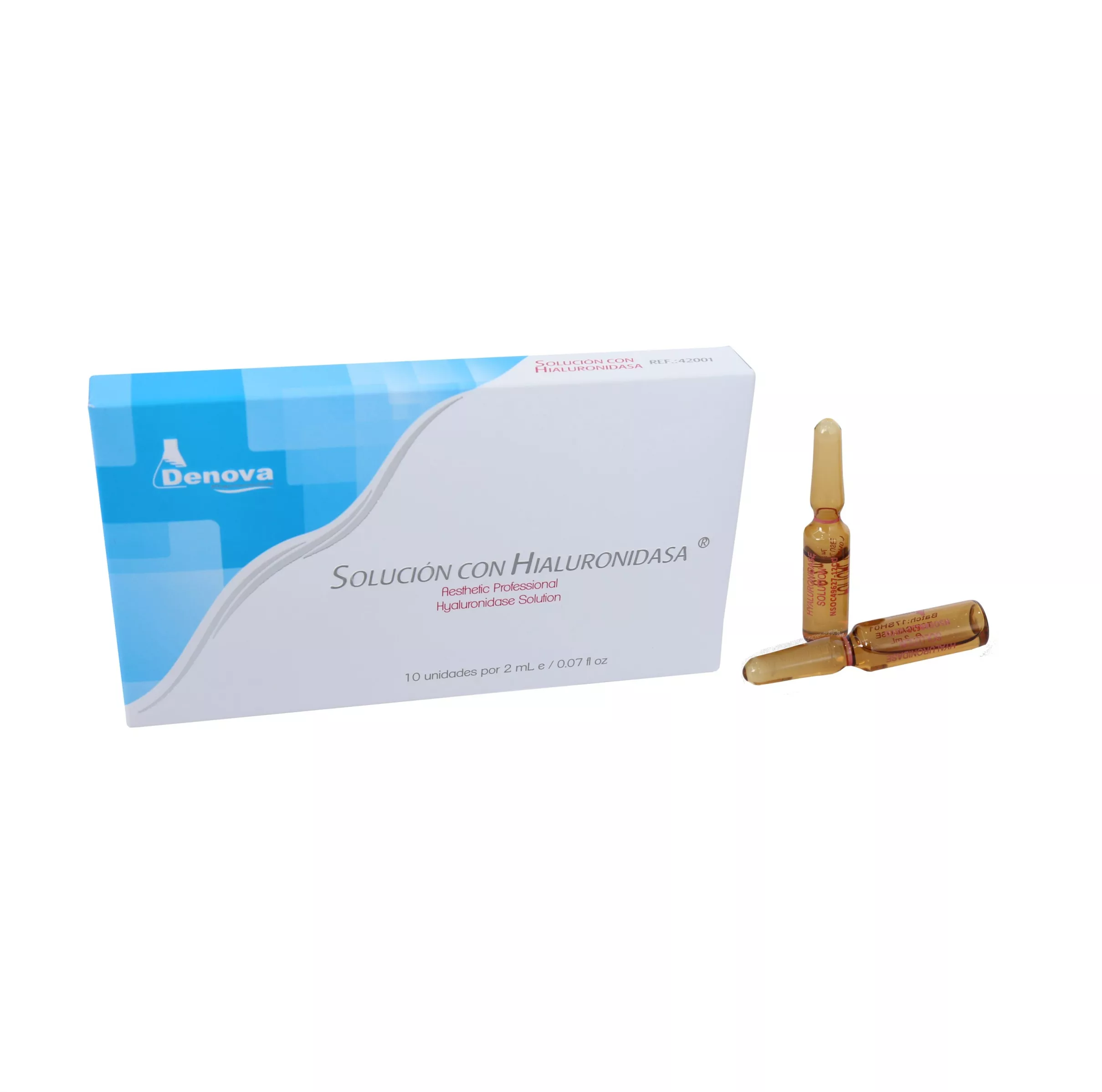 SOLUCUIÓN CON HIALURONIDASA 2 1 amp Hialuronidasa Denova 1 Amp 2ml - Imagen 1