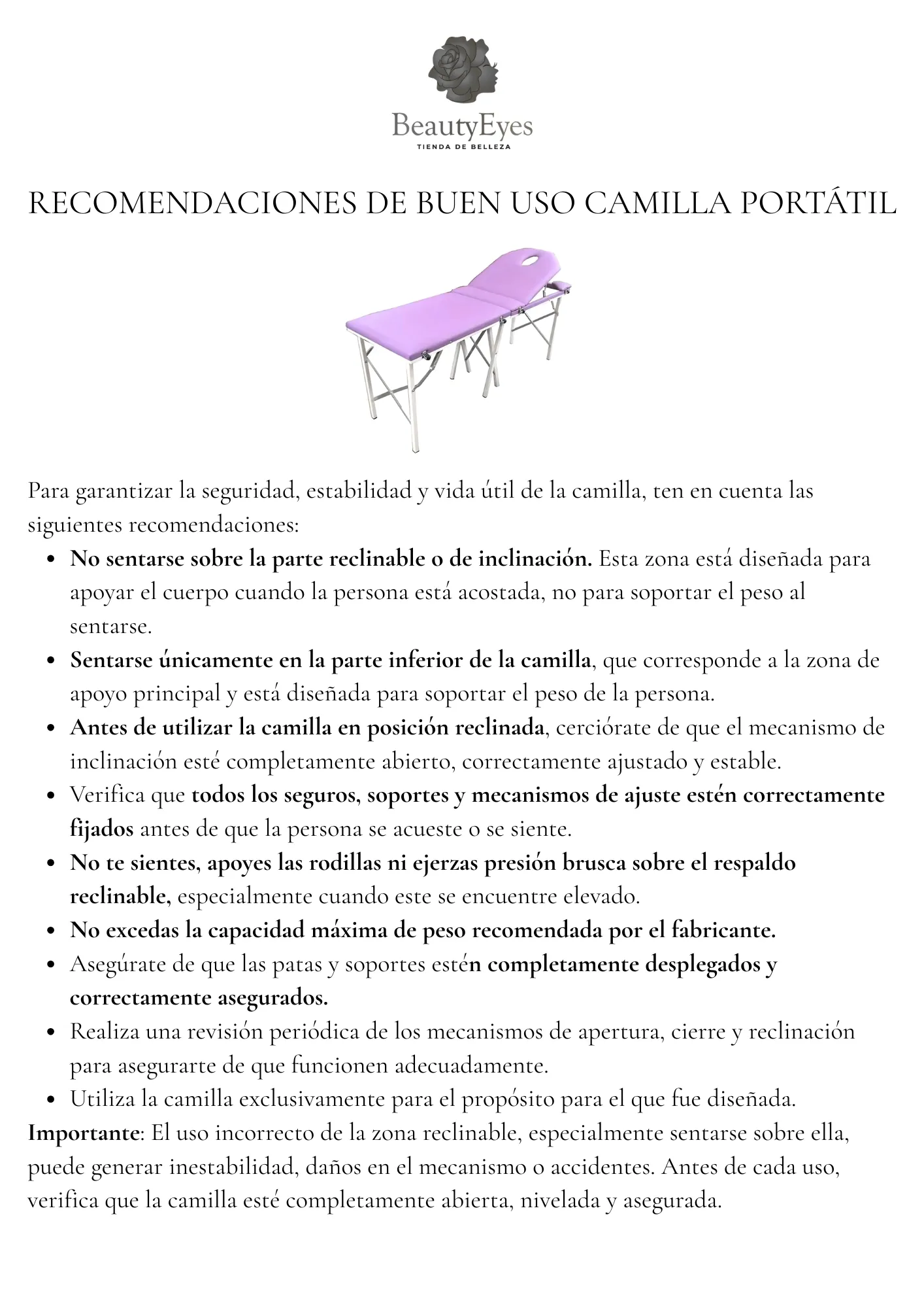Camilla Portátil para spa, estéticas, consultorios médicos - Imagen 2